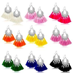 Fan Shape Tassel Earrings - orange!